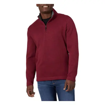 Wrangler Authentics Men's Long Sleeve Fleece Quarter-Zip Zinfandel Heather 3X-Large