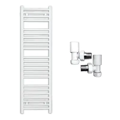 (550 x mm (h), With Angled Valves) 550mm Wide White Towel Rail Radiator With Valves