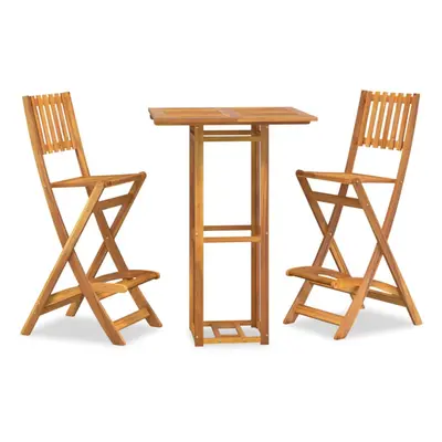 (2 piece) vidaXL Solid Wood Acacia Outdoor Bar Set Patio Bistro Table Chair 3/5 Piece