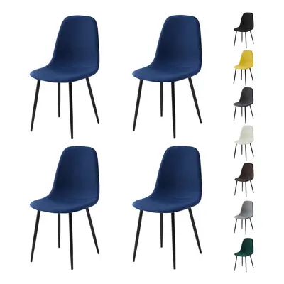 (SET OF 4, BLUE) 2/4/6Pcs Fabric Dining Chair with Metal Legs Bella