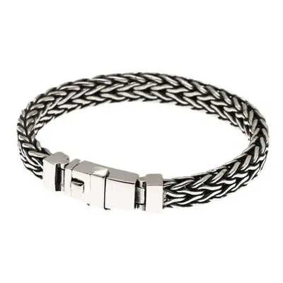 (as the picture, 22cm) New Hand-woven Hemp Rope Bracelet Men Domineering Personality Retro Silve