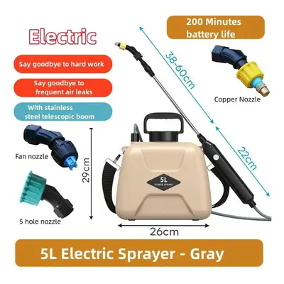 (upgrade yellow) 5L Shoulder Style Electric Sprayer Watering Can With Spray Gun Automatic Garden