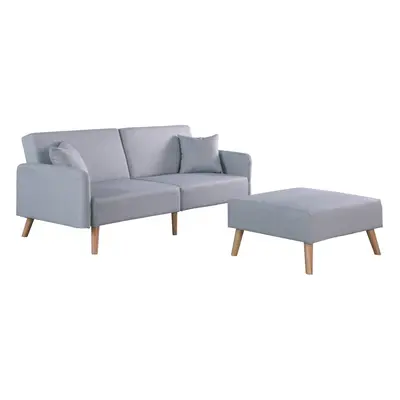 Zara Seater Fabric Sofa Bed in Grey, With Matching Stool