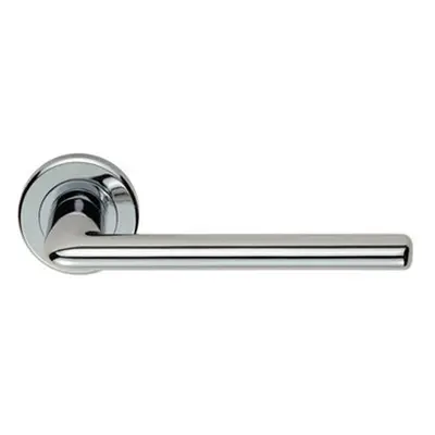 PAIR Slimline Straight Bar Lever on Round Rose Concealed Fix Polished Chrome