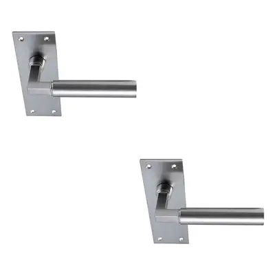 2x PAIR Round Bar Handle on Slim Latch Backplate x 50mm Satin Nickel