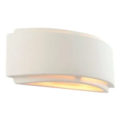 Wall Light Unglazed Ceramic & Gloss White 40W E14 Dimmable Living Room