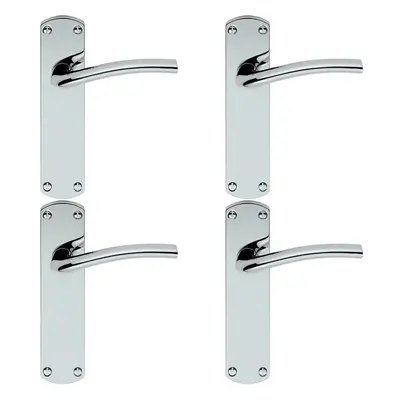 4x Rounded Curved Bar Handle on Latch Backplate x 42mm Polished Chrome