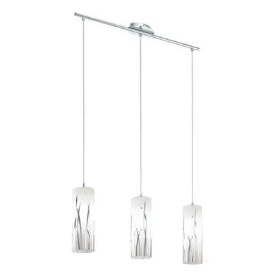 Pendant Light Colour Chrome Shade White Chrome Glass Painted Bulb E27 3x60W