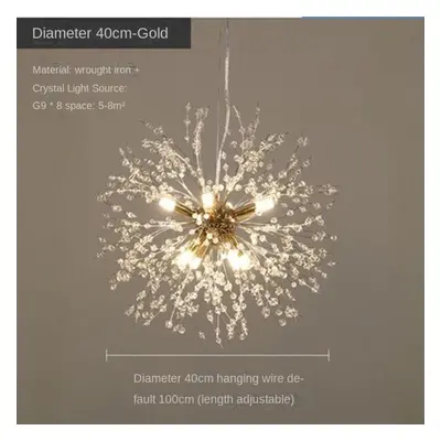 (gold, headlights) Modern Crystal Dandelion Chandelier Lighting Pendant Lamp For Living Room Din