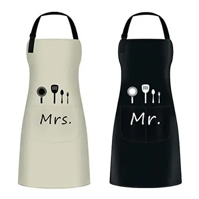 Mr Mrs Couple Aprons Set2PCS Adjustable Kitchen Cooking Bib Apron Wedding Anniversary Engagement