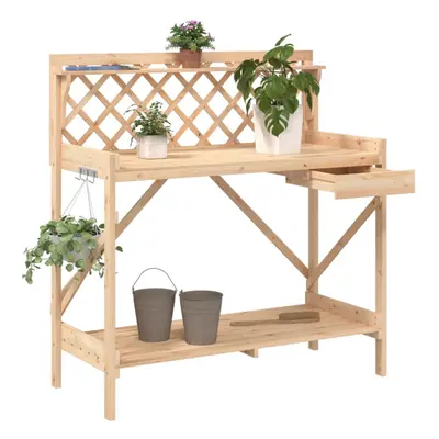 vidaXL Potting Bench with Trellis Solid Wood Fir