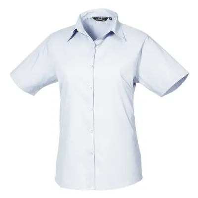 (22, Light Blue) Premier Short Sleeve Poplin Blouse / Plain Work Shirt