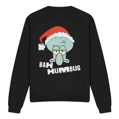 (XXL, Black) SpongeBob SquarePants Unisex Adult Bah Humbug Squidward Christmas Sweatshirt