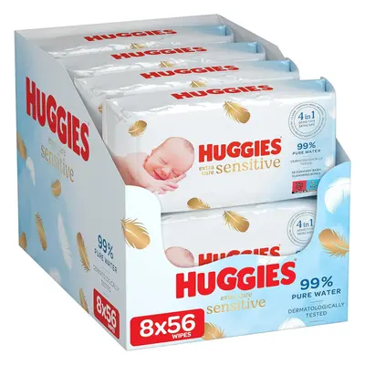 Huggies Pure Extra Care, Baby Wipes Packs (448 Wipes Total) Fragrance Free Wet Wipes for Sensiti