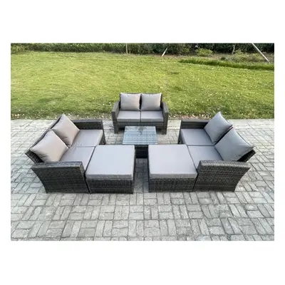 Fimous Seater Outdoor Rattan Garden Furniture Set Conservatory Patio Sofa Coffee Table Set with 