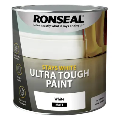 Ronseal RSLSWUTMP25L Stays ULT/Tough Matt Paint, White, 2.5 Litre