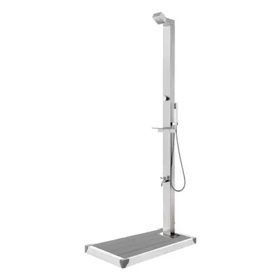 (grey, x x cm) vidaXL Garden Shower with Base Stainless Steel Brown/Grey 110x62x5/80x62x5 cm