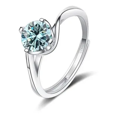 (blue, 1ct adjustable) Bague Ringen 1ct Vvs Moissanite Jewelry Wedding Ring Sterling Silver Plat