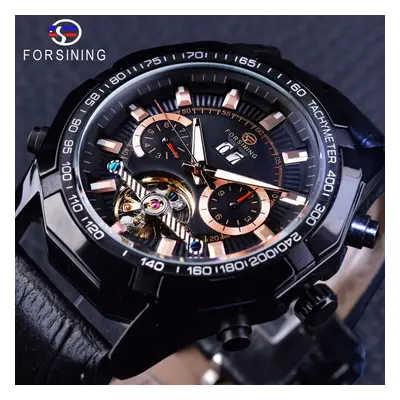 (gold, 205mm*24mm*46mm) Forsining Men Mechanical Automatic Tourbillon Sports Wristwatches Steel 