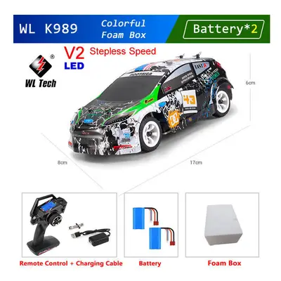 (K989-V2-LED-B2) WLtoys Mini RC Racing Car High Speed Off-Road Remote Control Drift Toys Alloy V