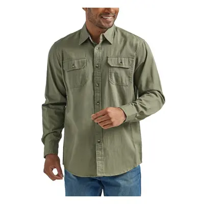 Wrangler Authentics Men's Long Sleeve Classic Woven Shirt Burnt Olive