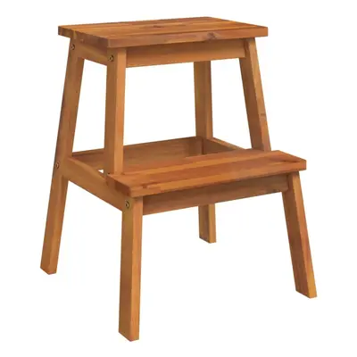 vidaXL Solid Wood Acacia Step Stool Wooden Kitchen Bathroom Step Ladder