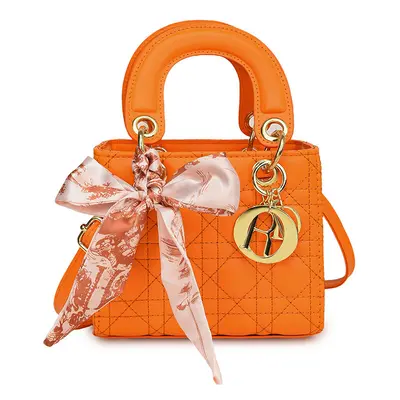 (Orange) Diamond handheld Princess Diana bag fashionable shoulder crossbody bag