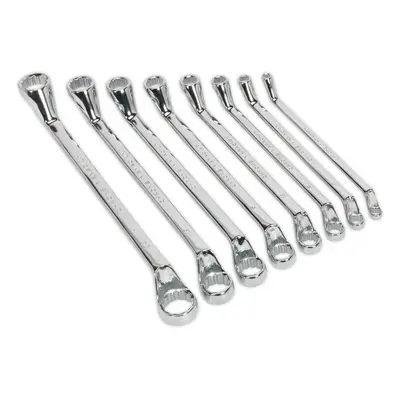 8pc Slim Handled DEEP OFFSET Ring Spanner Set - Point Metric Double Ended Nut