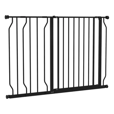 PawHut Dog Gate Wide Stair Gate w/ Door Pressure Fit, 75-115W cm, Black