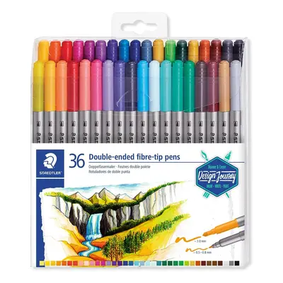 3200 TB36 Design Journey Double-Ended Fibre-Tip Pens with Thin & Wide Nibs - Assorted Colours (P