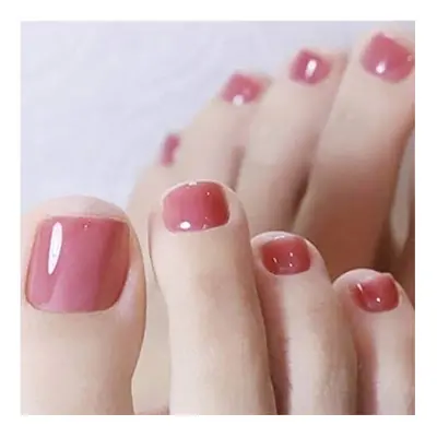 False Toenails Glossy Stick on Toenails Artificial Acrylic Fake Toenails Press on Toenails 24Pcs