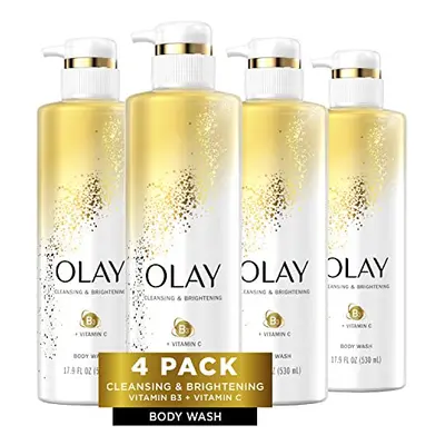 Olay Radiant Skin Body Wash with Vitamin C & B3, Cleansing & Brightening, 17.9 Fl Oz (Pack of 4)