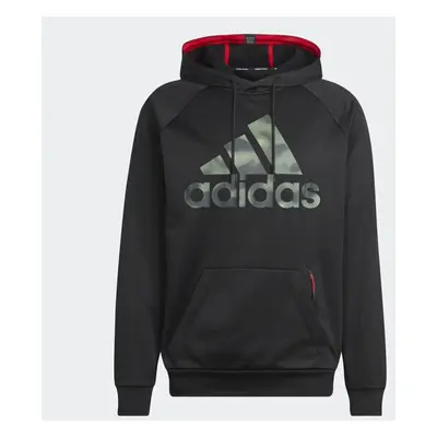 (M) Mens Adidas Camo Logo Hoodie Black Overhead HK9845