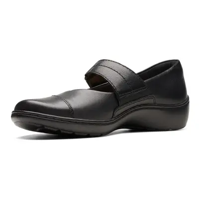 Clarks Women's Cora Gema Mary Jane Flat Black Leather Wide