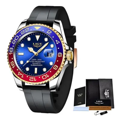 (red,blue) Lige Fashion Business Mens Watches Waterproof Auto Date Watch Military Men&apos;s Wat