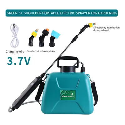 (Green) 5L Garden Automatic Watering Electric Sprayer Mode Irrigation Sprinkler Telescopic Handl