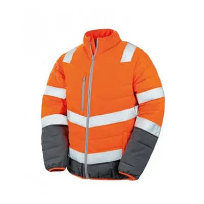 (M, Fluorescent Orange/Grey) Result Mens Safe-Guard Soft Safety Jacket