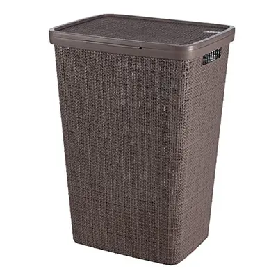 Curver Jute Woven Effect 70% Recycled Rectangular Laundry Hamper Litres ? Peppercorn