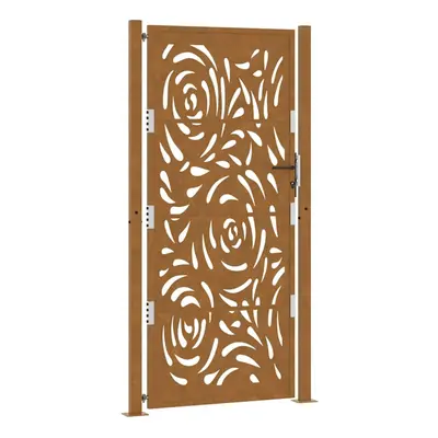 (weathering steel/brown, x cm/flame design) vidaXL Garden Gate 105x180 cm Weathering Steel Flame