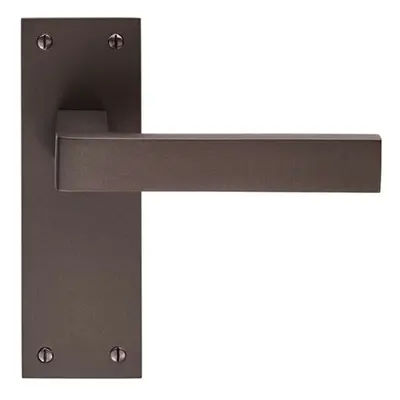 PAIR Straight Square Handle on Slim Latch Backplate x 50mm Matt Bronze