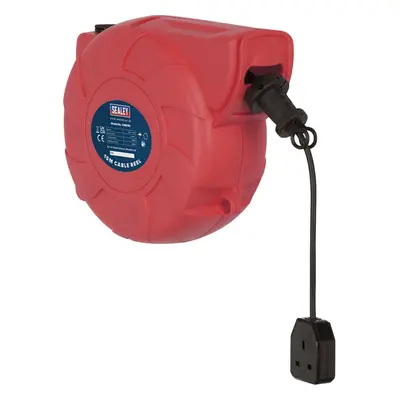 15m Retractable Cable Reel System - x 230V Plug Socket - Pull & Release Action