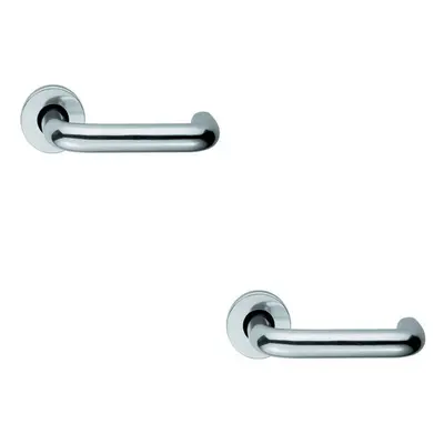 2x PAIR 19mm Round Bar Safety Lever Concealed Fix Round Rose Polished Aluminium