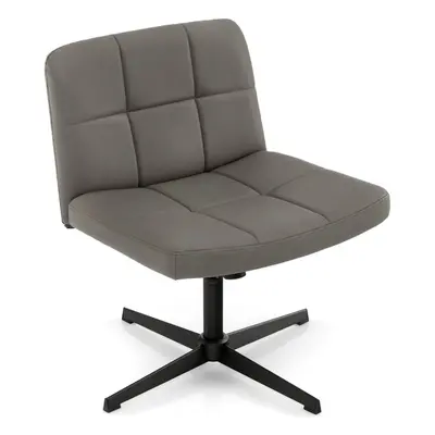 PU Leather Upholstered Cross Legged Chair Modern Criss Cross Chair-Grey