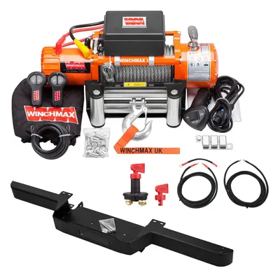 13,500lb 12V Winch. 26m x 9.5mm Steel Rope. Defender Winch Bumper.