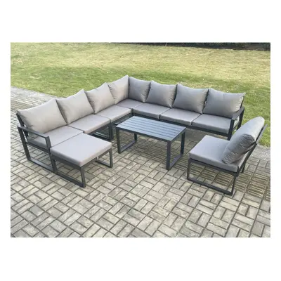 Fimous Aluminium Seater Patio Outdoor Garden Furniture Lounge Corner Sofa Set with Oblong Coffee