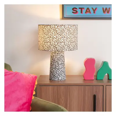 ValueLights Bertie Leopard Print Full Fabric Table Lamp with LED Bulb