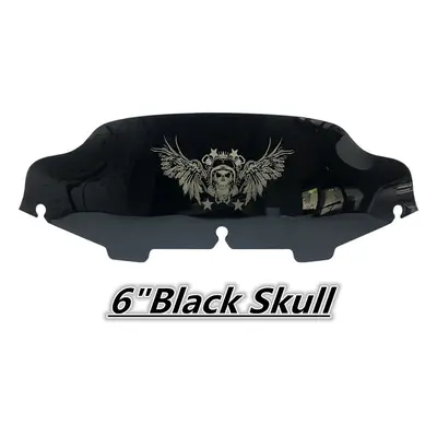 (6 inch Skull) 5" 6" 8" Inch Windshield Windscreen Wing for Electra Street Glide for