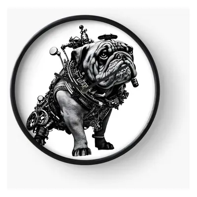 (Cute steampunk English bulldog =5594) Wall Clock Inch Funny Mantel & Tabletop Art Decor for Hom