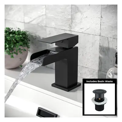 Origin Basin Mono Mixer Tap & Basin Waste Matte Black