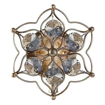 Wall Light Faceted Bauhinia Crystal Flower Design Burnished Silver LED E14 60W